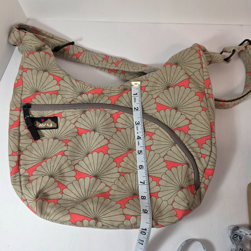 KAVU Rope Sling Crossbody Bag Shell Print Coral Tan Adjustable Strap - Picture 10 of 10